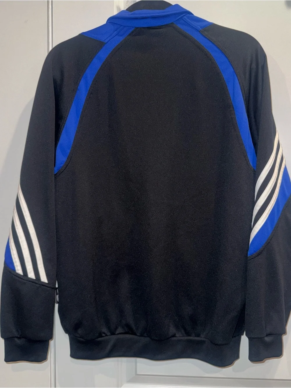 adidas Men’s Royal Blue and Black Performance Jacket with White Stripes